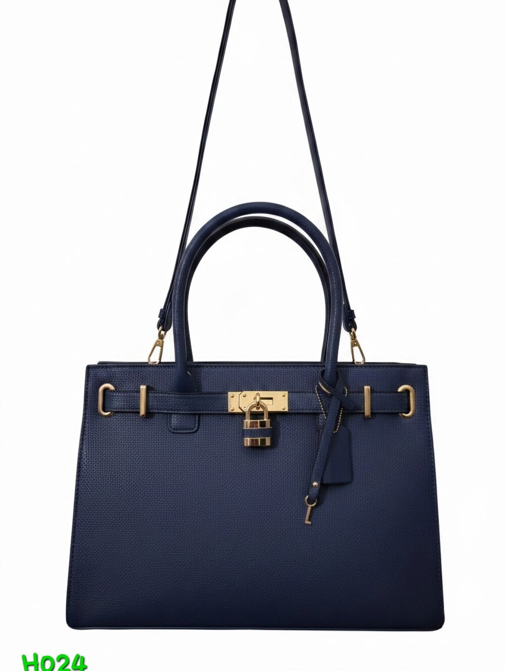 Dasein Designer Royal Blue Vegan Leather Handbag Laptop Case Goldtone Accents